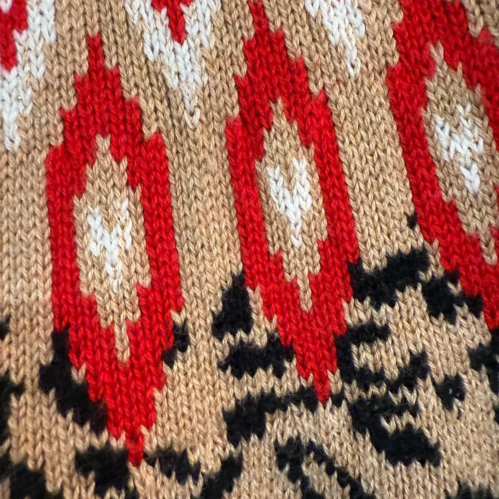 Charter Club Tan Leopard Print Sweater with Red Pattern - Picture 3 of 5